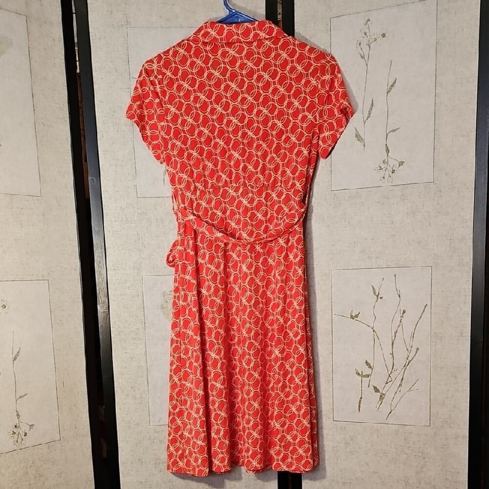 Motherhood Orange Wrap Dress with Cowl Neck and Notched Collar - Picture 4 of 4
